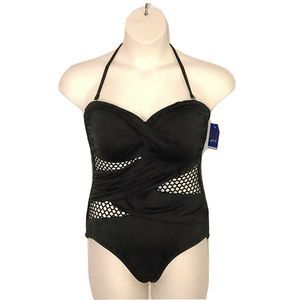 Womens Apt 9 Mesh Cutout Bandeau Swimsuit Plus 1X